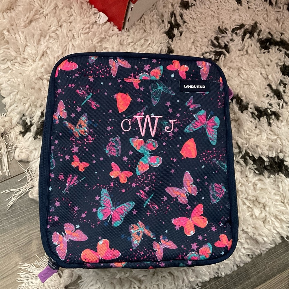 New! Lands End Kids Insulated EZ Wipe Printed Lunch Box